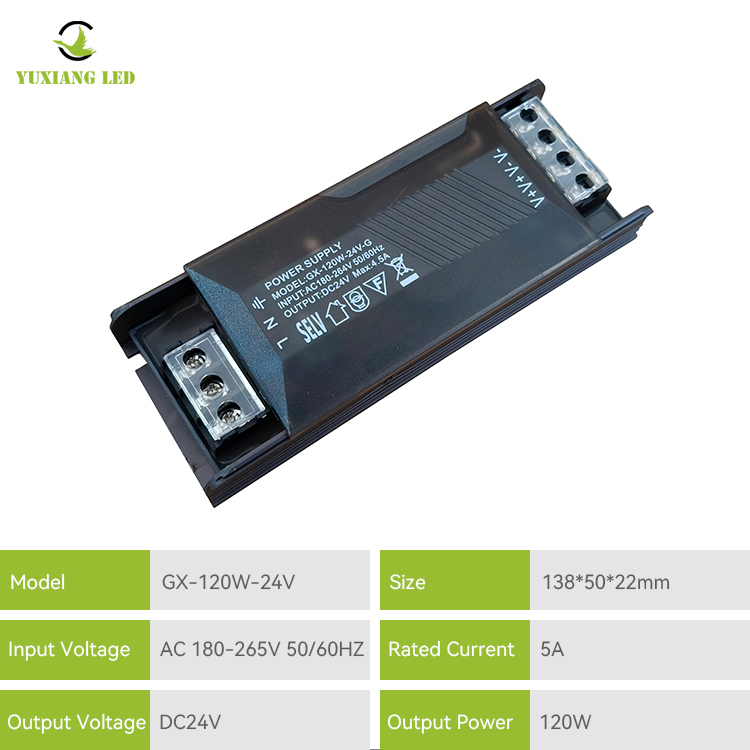 Полузаполненный тонкий светодиодный импульсный источник питания постоянного напряжения 24 В, 120 Вт